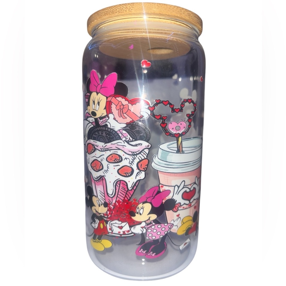 16 oz. Libby glass cup-Mickey & Minnie